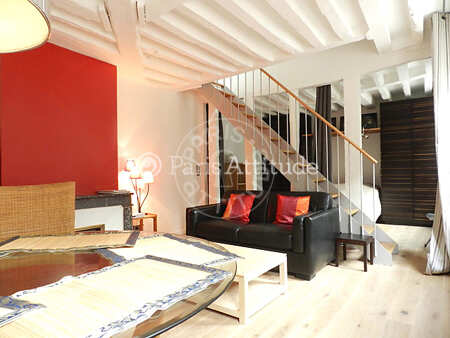 Salon Duplex meublé - 60m²  - 2 chambres - Saint-Germain - Paris