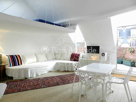Salon Appartement meublé - 60m²  - 1 chambre - Châtelet - Paris