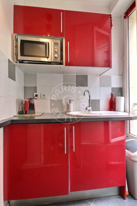 Kitchen Furnished studio - 16m²  - Jules Joffrin - Mairie du 18ème - Paris