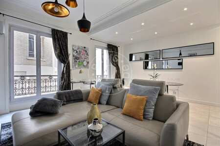 Salon Appartement meublé - 75m²  - 2 chambres - Triangle d'Or - Paris