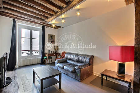 Salon Appartement meublé - 56m²  - 2 chambres - Saint-Germain - Paris