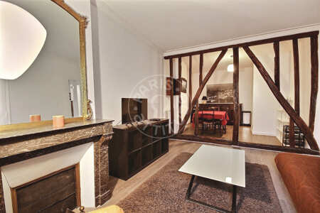 Salon Appartement meublé - 50m²  - 1 chambre - Montparnasse - Paris