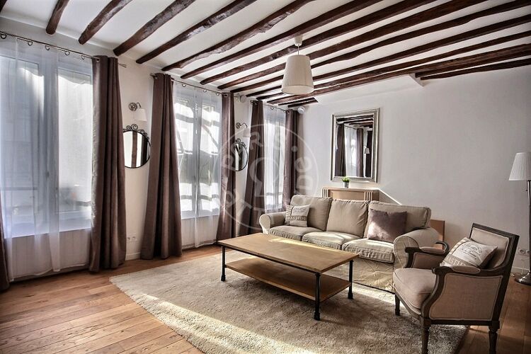 Living room - Furnished 1 bedroom - Paris 75003 - 11277