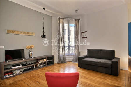 Salon Appartement meublé - 37m²  - 1 chambre - Parc Monceau - Paris