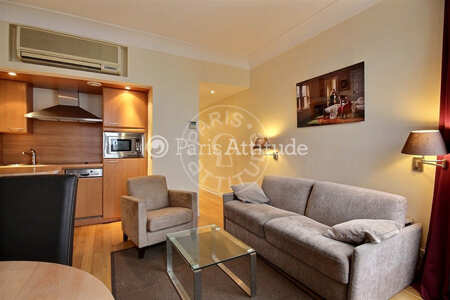 Salon Appartement meublé - 50m² - 2 chambres - Montparnasse - Paris
