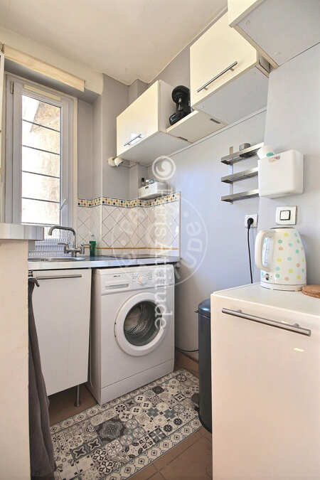 Cozinha Apartamento mobilado - 26m²  - 1 quarto - Crimée - Paris