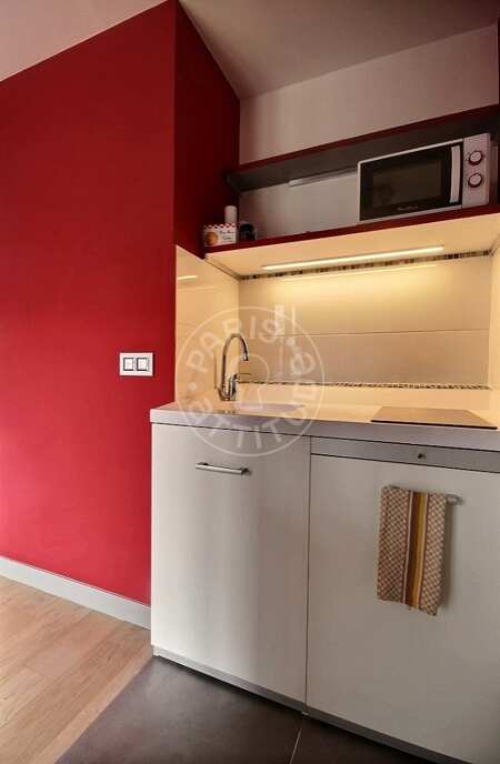 Kitchen Furnished studio - 28m²  - Batignolles - Paris