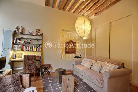 Salon Appartement meublé - 39m²  - 1 chambre - Pyramides / Palais Royal - Paris
