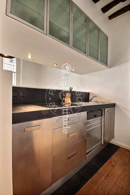Kitchen Furnished apartment - 40m² - 1 bedroom - Montorgueil - Paris