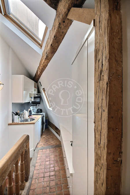 Cuisine Studio meublé - 18m²  - Pyramides / Palais Royal - Paris
