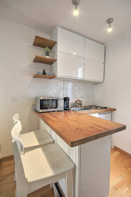 Kitchen Furnished studio - 17m²  - Batignolles - Paris