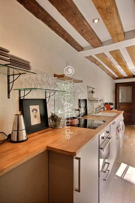 Kitchen Furnished studio - 35m²  - Place des Vosges - Paris