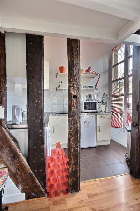 Kitchen Furnished studio - 29m²  - Châtelet - Paris