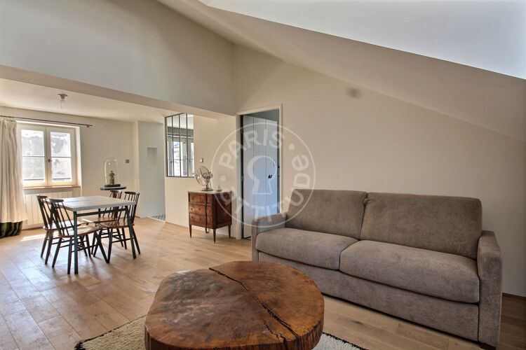 Living room - Furnished 1 bedroom - Paris 75003 - 12372