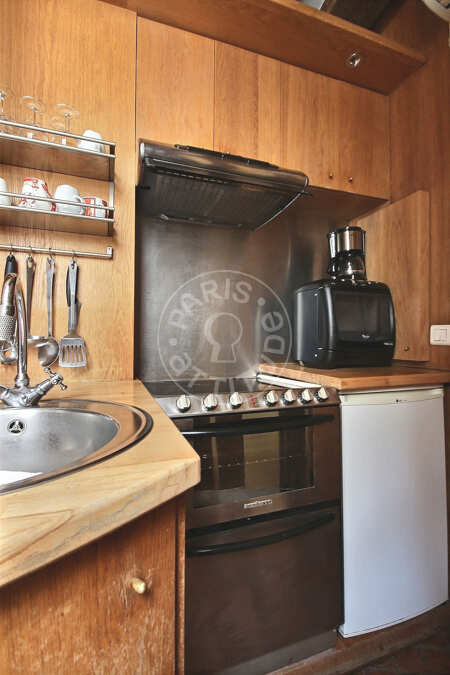 Cuisine Studio meublé - 20m²  - Pyramides / Palais Royal - Paris