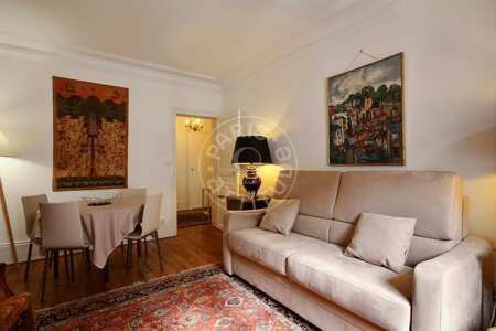Salon Appartement meublé - 46m²  - 1 chambre - Commerce - Paris