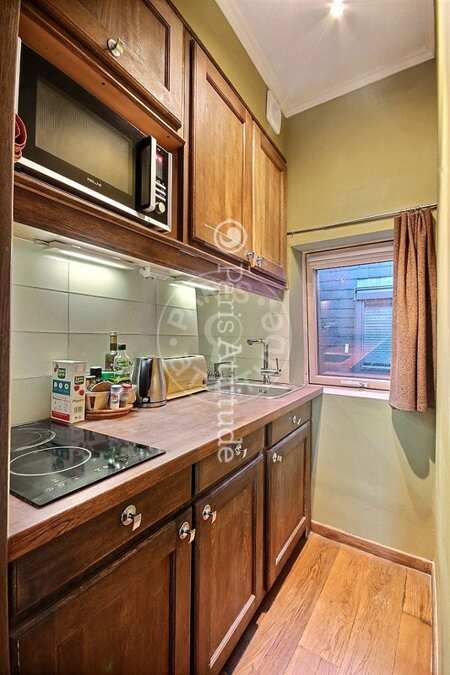 Kitchen Furnished studio - 20m²  - Jasmin / Mozart - Paris
