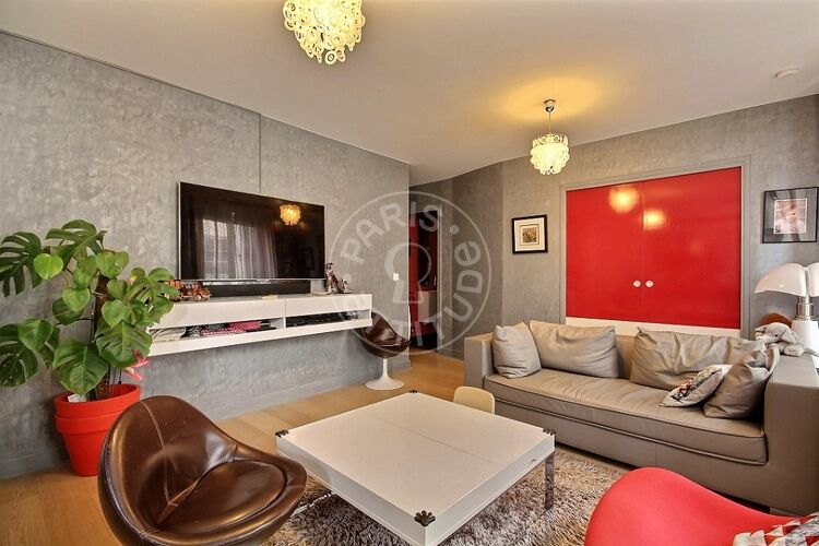 Living room - Furnished 2 bedrooms - Paris 75014 - 12728