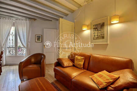 Living room Furnished apartment - 34m² - 1 bedroom - Place Monge - Paris