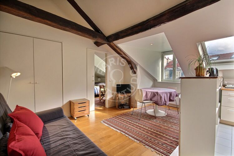 Living room - Furnished 1 bedroom - Paris 75011 - 12829