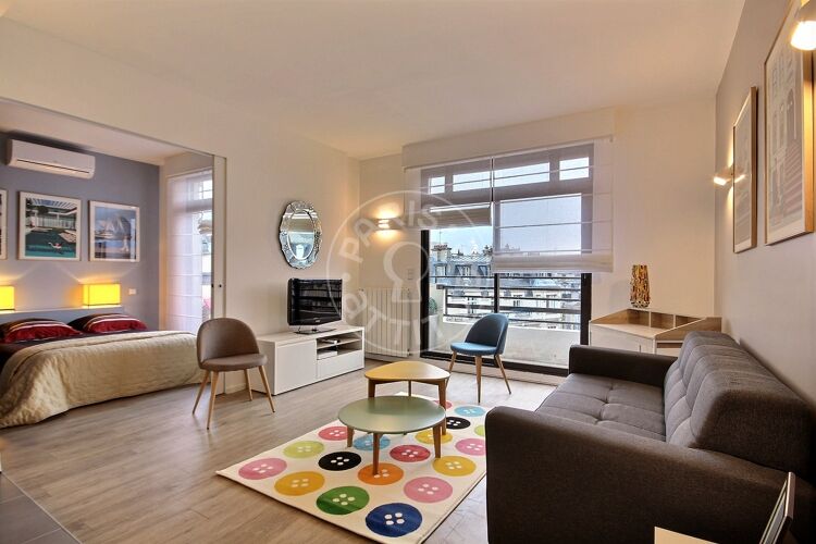 Living room - Furnished 1 bedroom - Paris 75017 - 13082