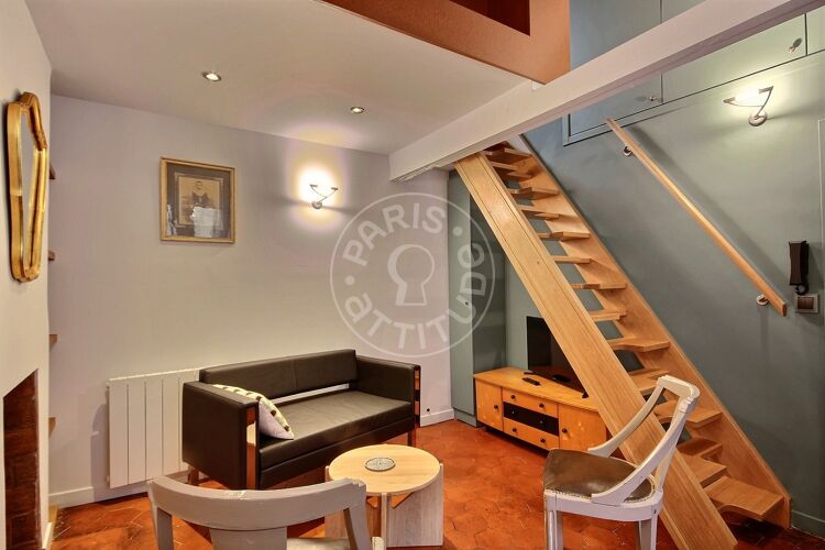 Living room - Furnished 1 bedroom - Paris 75006 - 13147