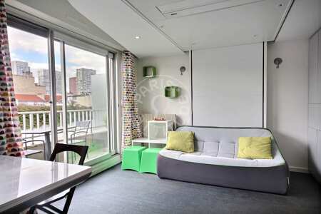 Living room Furnished studio - 23m²  - Parc André Citroën - Paris