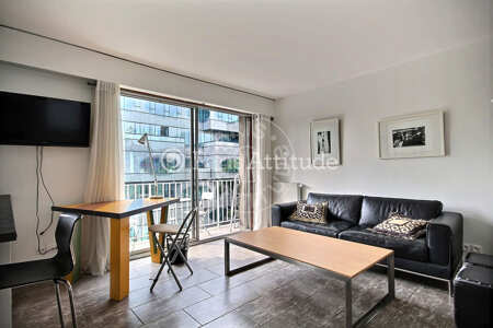Living room Furnished studio alcove - 35m²  - Tolbiac - Paris