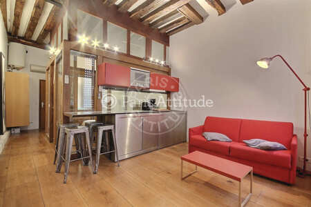 Living room Furnished apartment - 34m²  - 1 bedroom - Châtelet - Paris