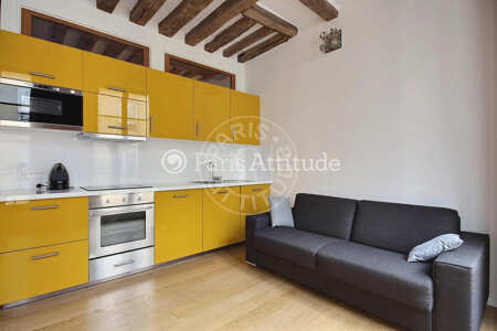 Salon Appartement meublé - 34m²  - 1 chambre - Châtelet - Paris