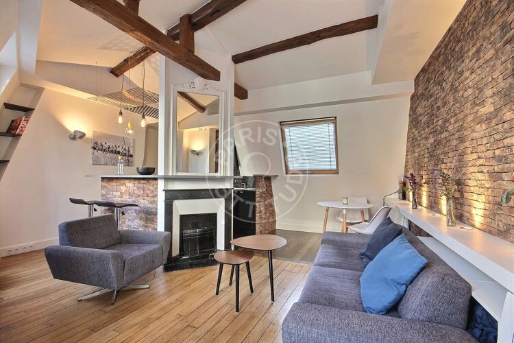 Living room - Furnished 1 bedroom - Paris 75002 - 13418