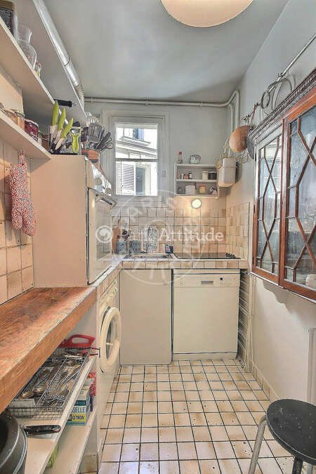 Kitchen Furnished apartment - 52m²  - 1 bedroom - Saint-Lazare - Paris