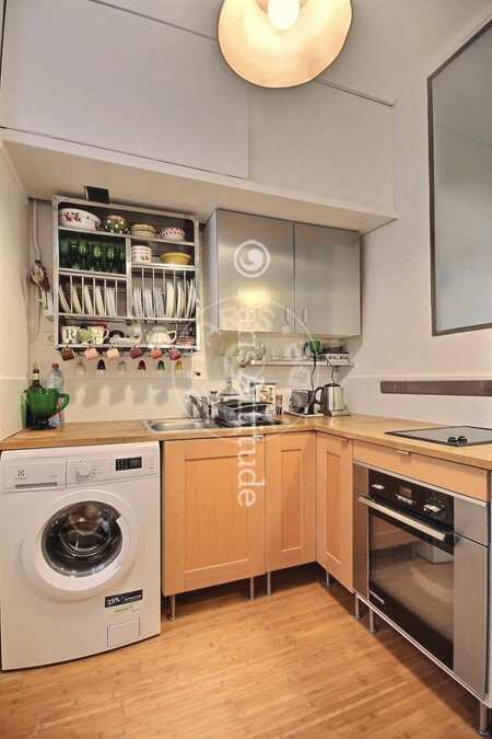 Kitchen Furnished apartment - 38m²  - 1 bedroom - République - Paris