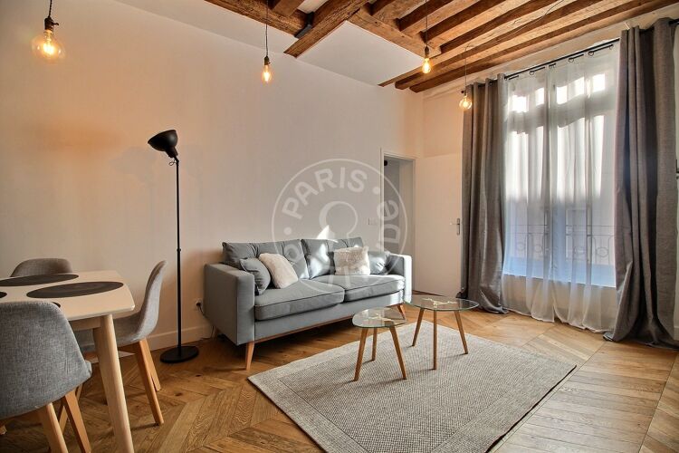 Living room - Furnished 1 bedroom - Paris 75002 - 13575