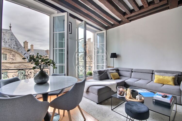 Living room - Furnished 1 bedroom - Paris 75004 - 13630