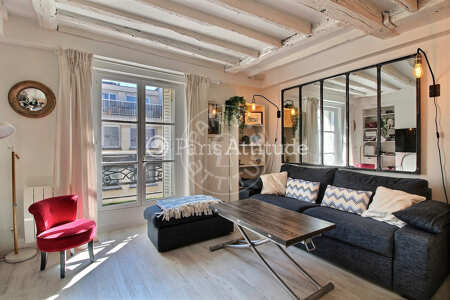 Salon Appartement meublé - 38m² - 1 chambre - Canal Saint-Martin - Paris