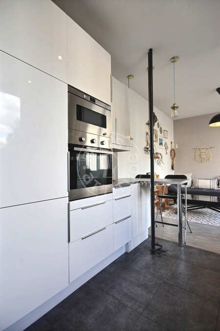 Kitchen Furnished apartment - 36m²  - 1 bedroom - Buttes-Chaumont - Paris