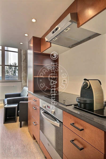 Cuisine Studio alcove meublé - 28m²  - Ile Saint-Louis - Paris