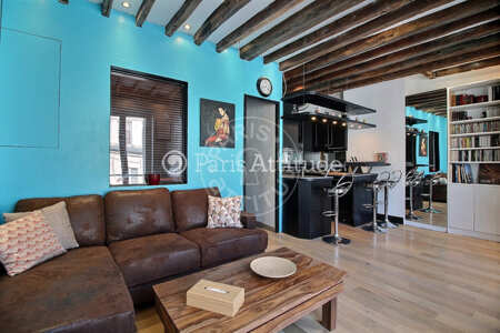 Salon Appartement meublé - 30m²  - 1 chambre - Ile Saint-Louis - Paris
