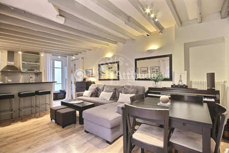 Salon Appartement meublé - 47m²  - 1 chambre - Sacré-Cœur - Paris