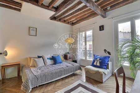 Salon Appartement meublé - 40m²  - 1 chambre - Musée Picasso - Paris