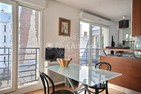 Salon Appartement meublé - 43m²  - 1 chambre - Père Lachaise - Paris