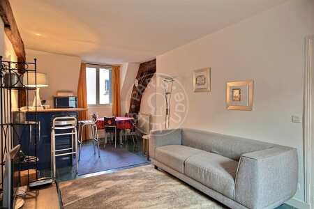 Salon Appartement meublé - 50m²  - 2 chambres - Saint-Paul - Paris