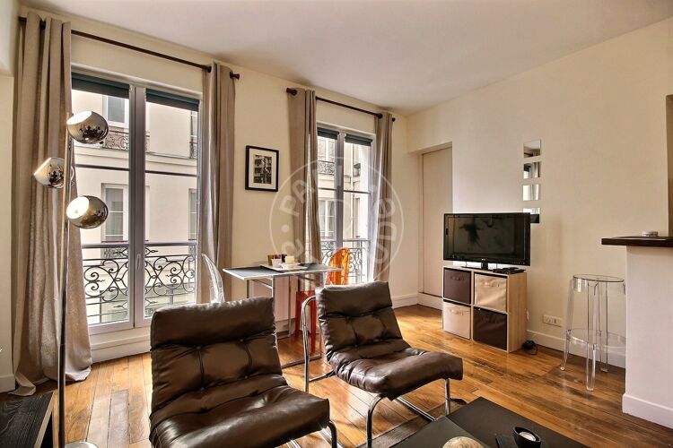 Living room - Furnished 1 bedroom - Paris 75003 - 14006