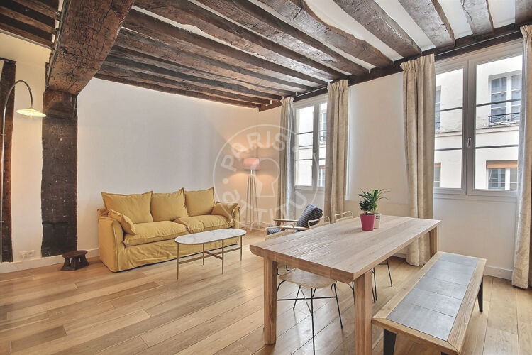 Living room - Furnished 1 bedroom - Paris 75001 - 14016
