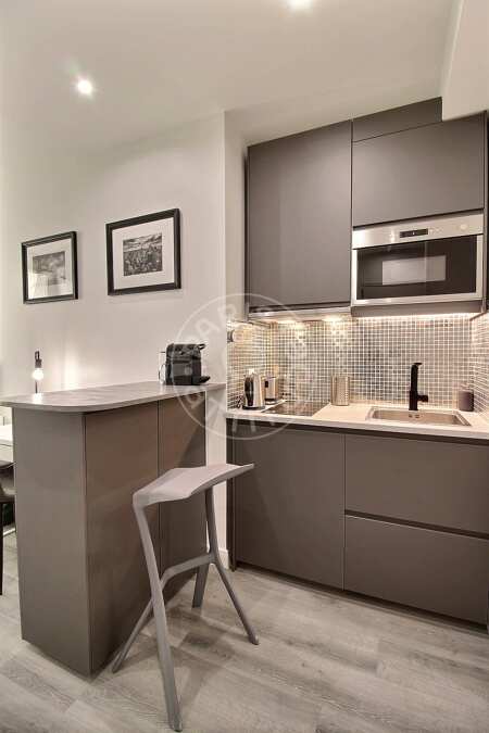 Cuisine Studio meublé - 20m²  - Triangle d'Or - Paris