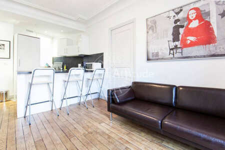 Salon Appartement meublé - 55m²  - 2 chambres - Montorgueil - Paris