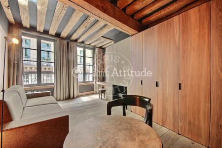 Living room Furnished studio - 25m²  - Pyramides / Palais Royal - Paris