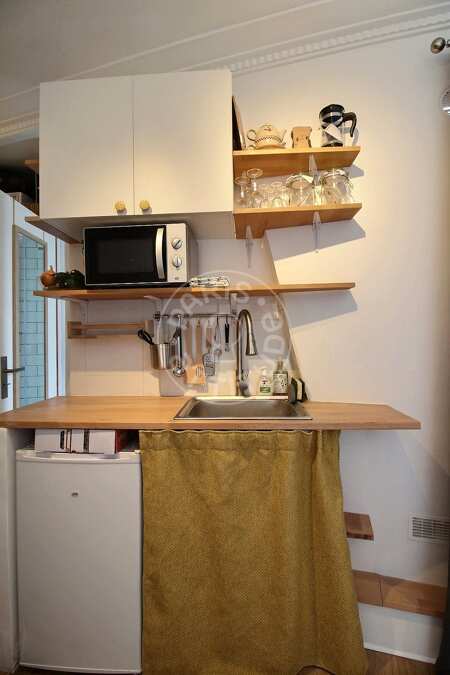 Kitchen Furnished studio - 14m²  - Gambetta - Paris