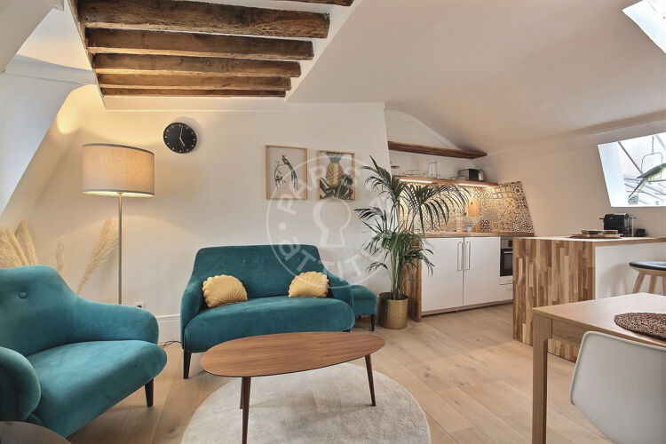 Living room - Furnished 1 bedroom - Paris 75004 - 14096